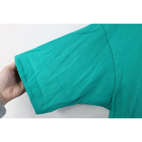 Deadstock Vtg 90s Streetwear Mens Large Blank Layered T-Shirt Teal Cotton USA - Picture 5 of 12